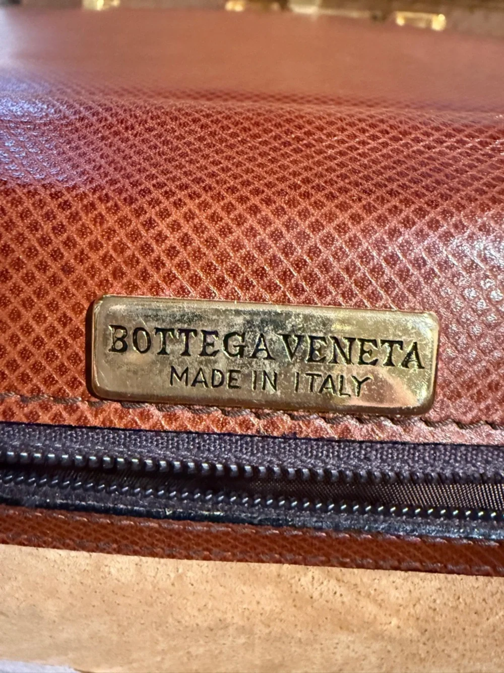 Bottega Veneta Briefcase Leather Cognac Brown, Key & Dust Bag Vintage Luxury